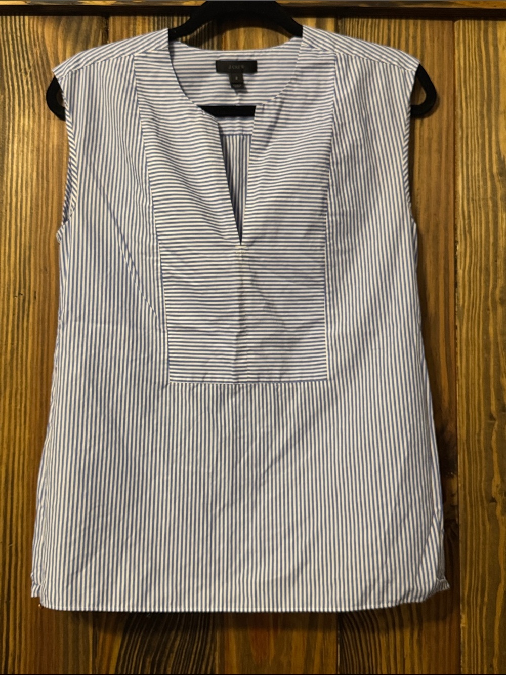 J. Crew Blue and White Striped Sleeveless Popover Blouse Size 2